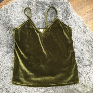 Olive green velvet cami